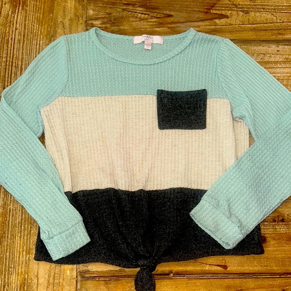 Girls Waffle Knit Top